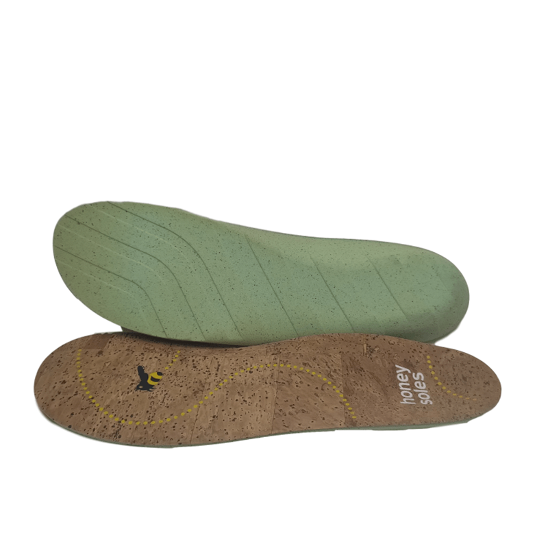 Amortecimento de absorção de choque para inserções de fascite plantar palmilha de sapato com estampa de cortiça